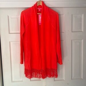 Lilly Pulitzer bright coral Tatum cardigan